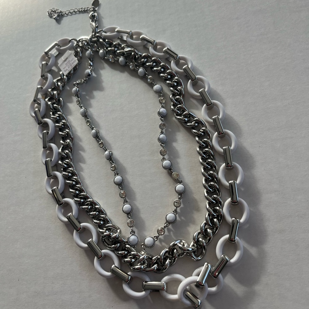 Lia Sophia Silver and White Chain Necklace